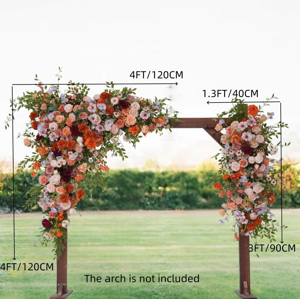Burnt Orange Wedding Arch Flowers: Silk Ceremony Arbor Decoration