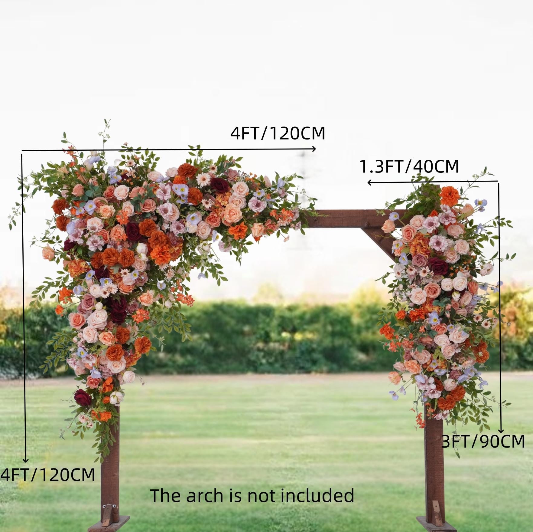 Burnt Orange Wedding Arch Flowers: Silk Ceremony Arbor Decoration