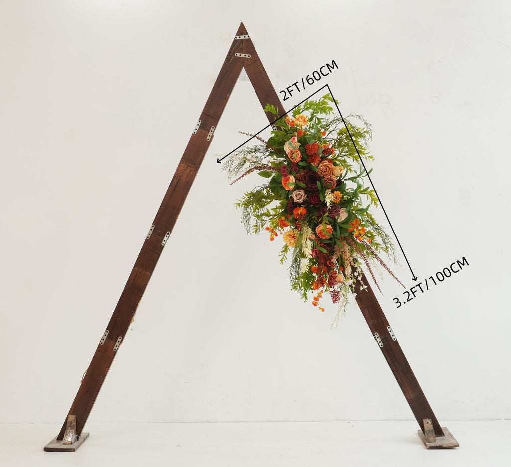 Fall Wedding Arch Arrangement: Orange, Pink Flowers & Greenery
