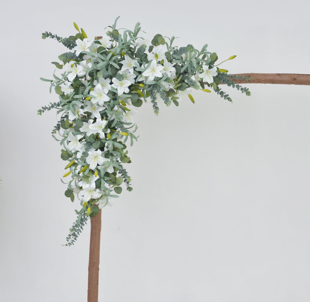 Artificial Wedding Arch Swag with White Lily and Eucalyptus