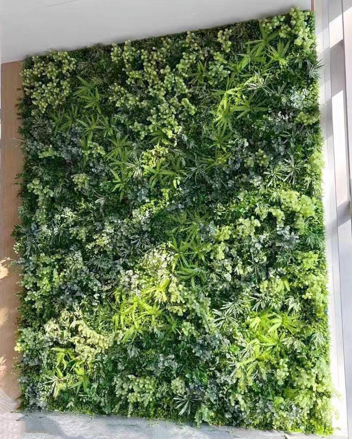 Lush Green Plant Wall Decor Vertical Garden Panels, Artificial Foliage Backdrop