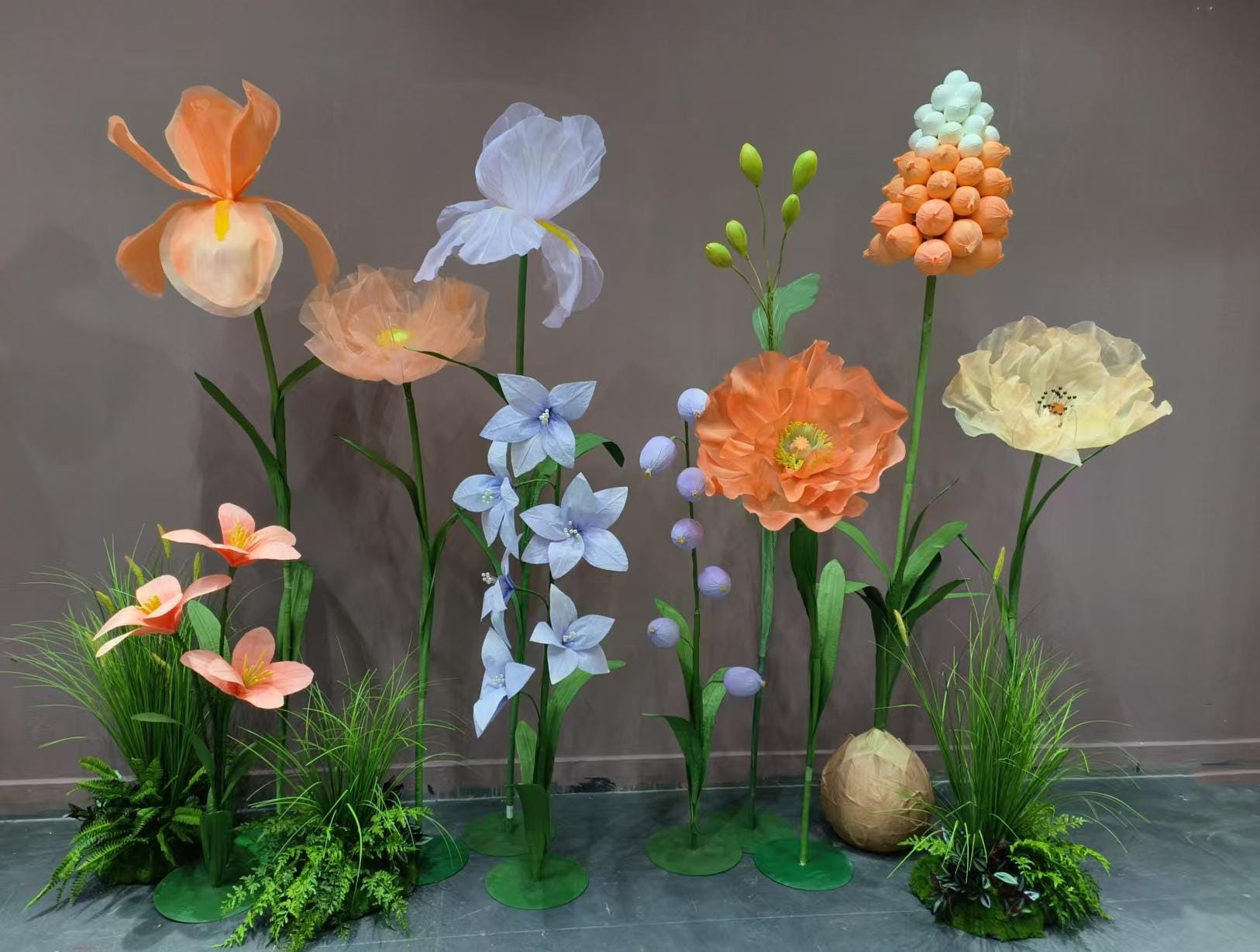 Giant Freestanding Floral Decor, Large Paper, Silk, and EVA Flowers for Event and Window Displays