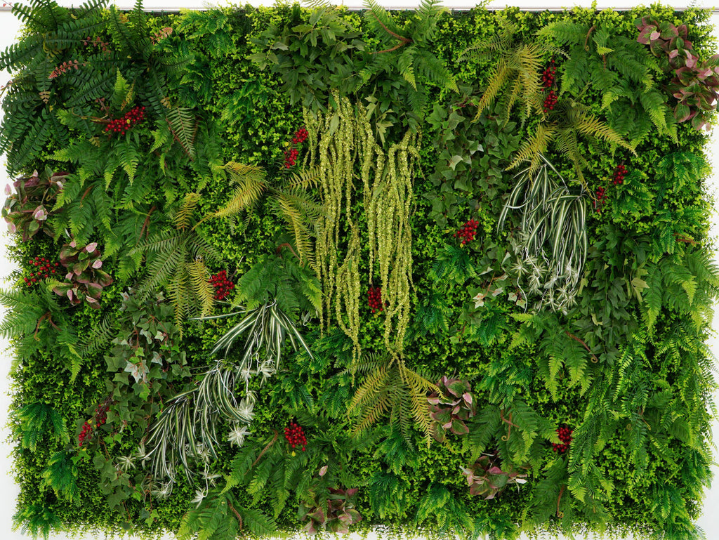 Artificial Greenery Wall Panel with Mixed Ferns and Foliage for Indoor & Outdoor Backdrop