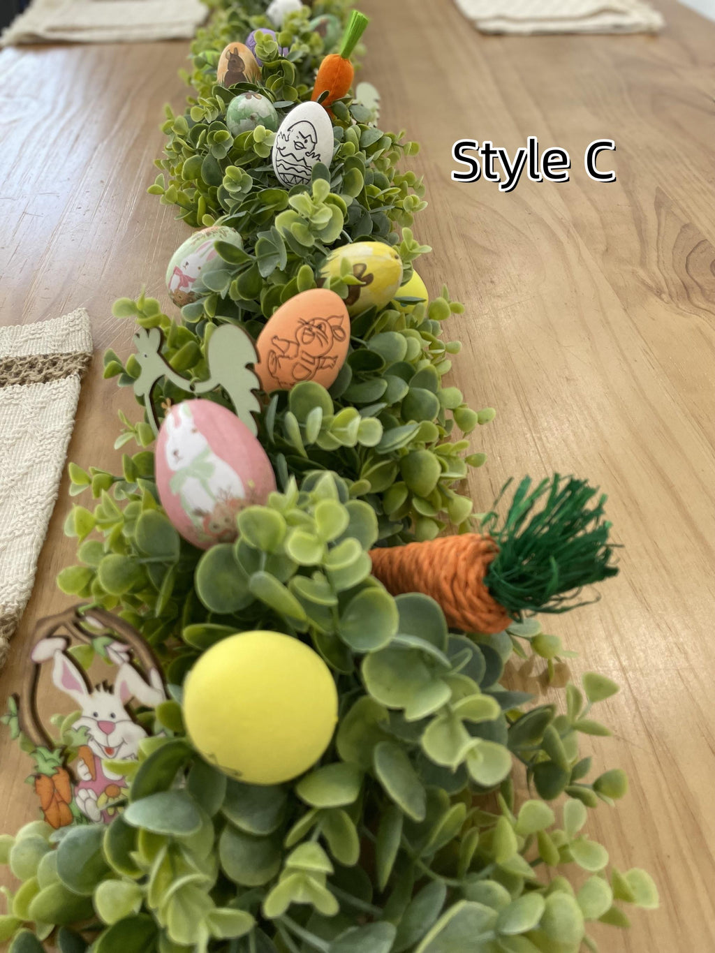 Easter Egg Garland: Frosted Eucalyptus Spring Mantel Decor