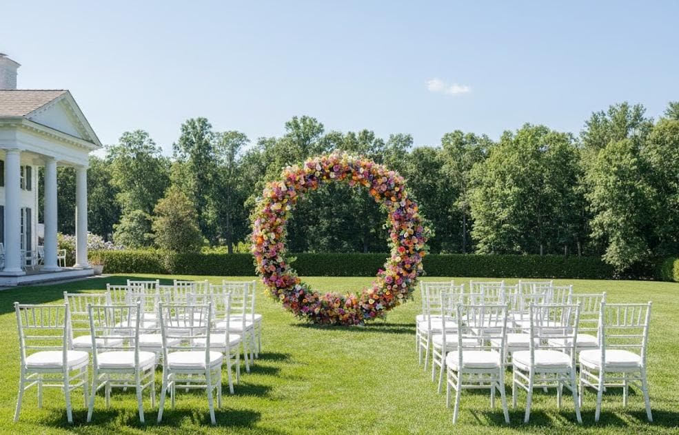 Colorful Round Floral Arch Backdrop – Artificial Wedding Ceremony Flower Decoration for Outdoor & Indoor Events