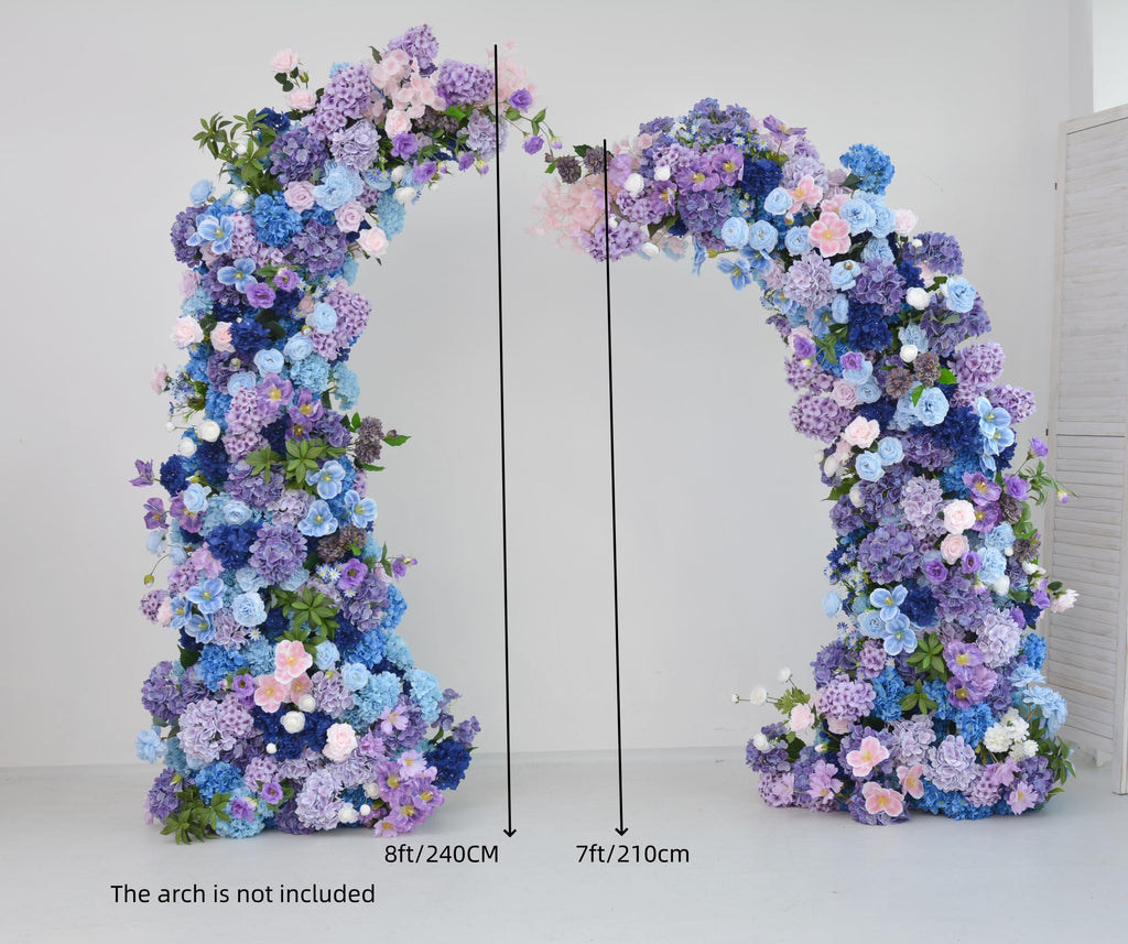 Purple & Blue Hydrangea Rose Wedding Arbor Floral Arch
