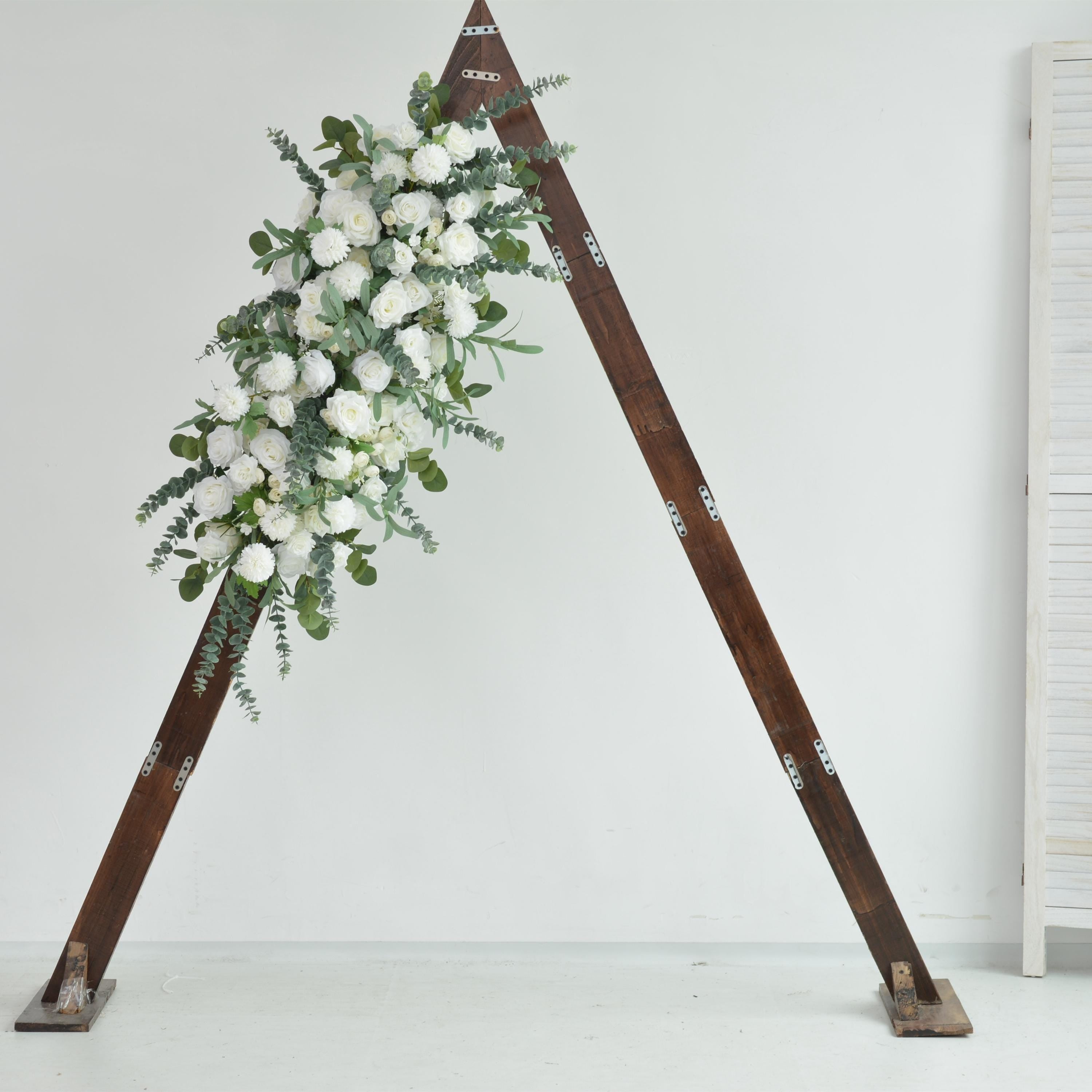 Artificial Elegant White Rose and Eucalyptus Arch Flowers Tailored Wedding Decoration