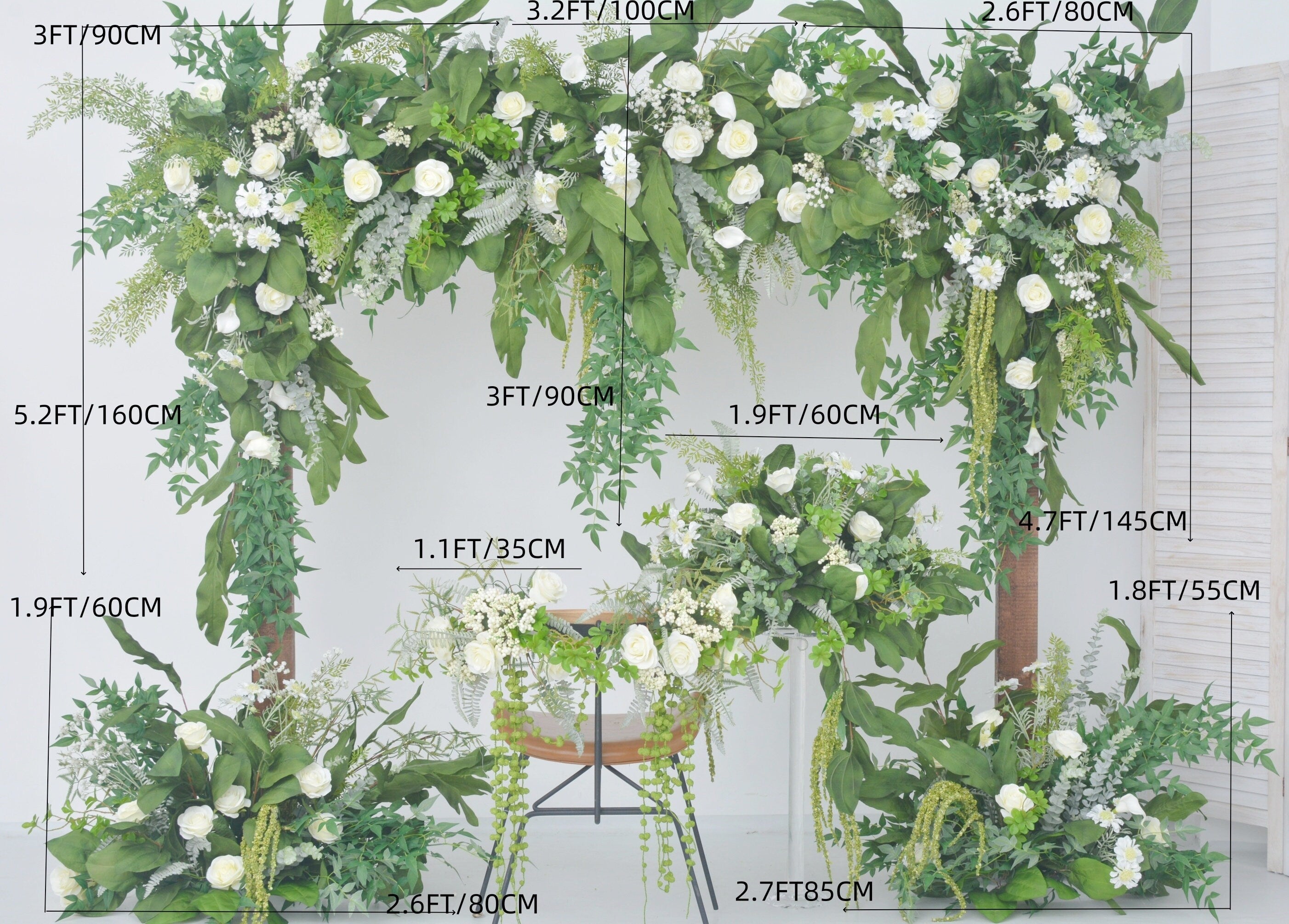 Greenery Wedding Arch Arrangements with White Flowers