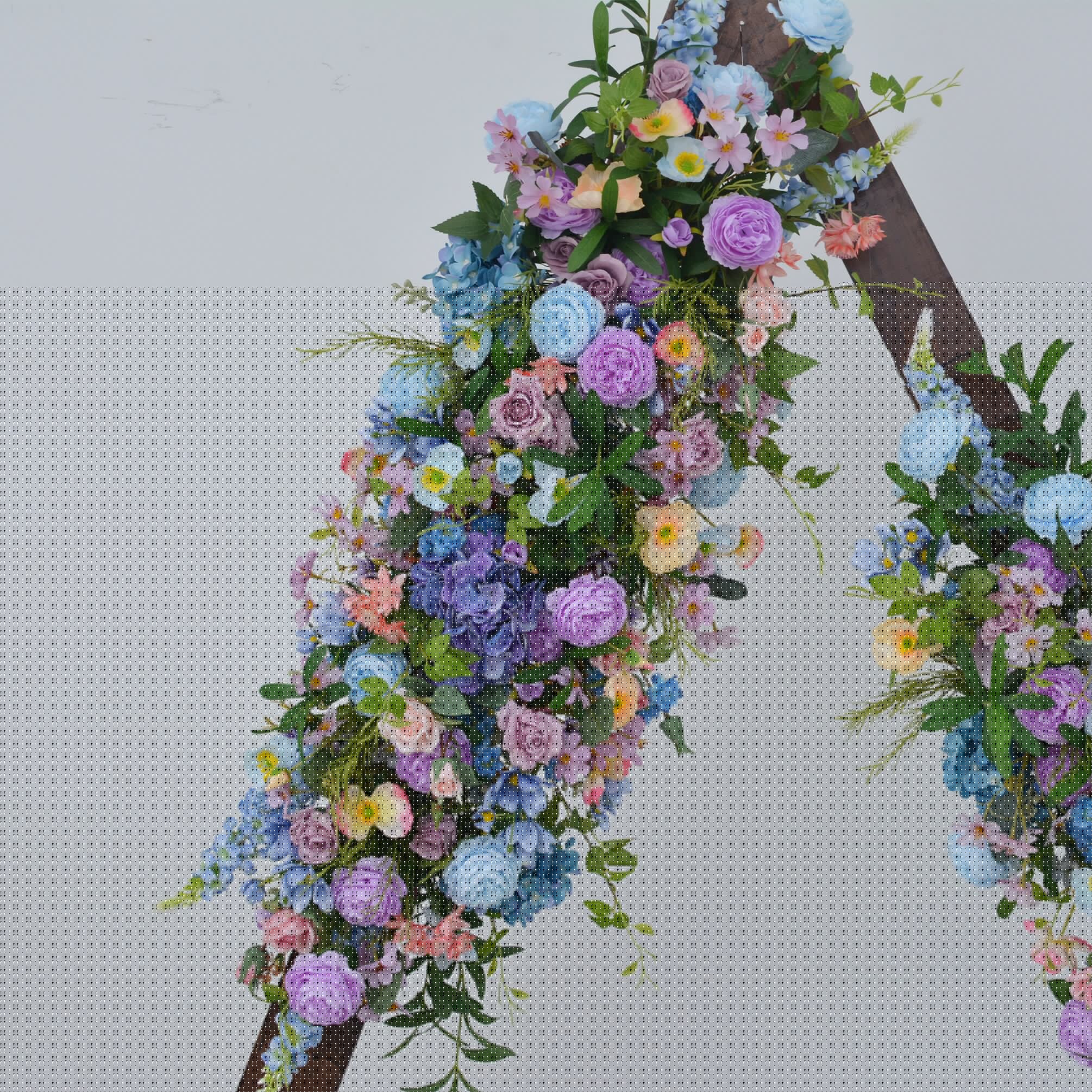 Artificial Wedding Flower Arrangements for Arch in Shades of Blue, Purple, and Dusty Pink
