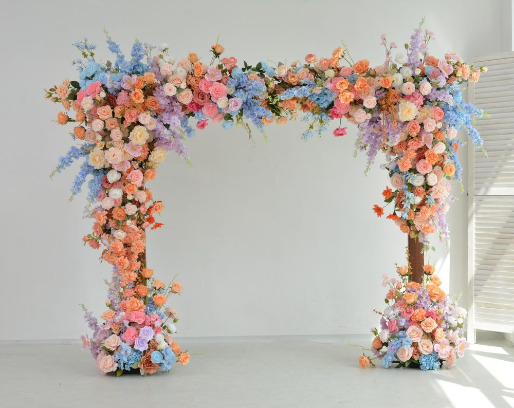 Pastel Wedding Arch Flower Arrangement